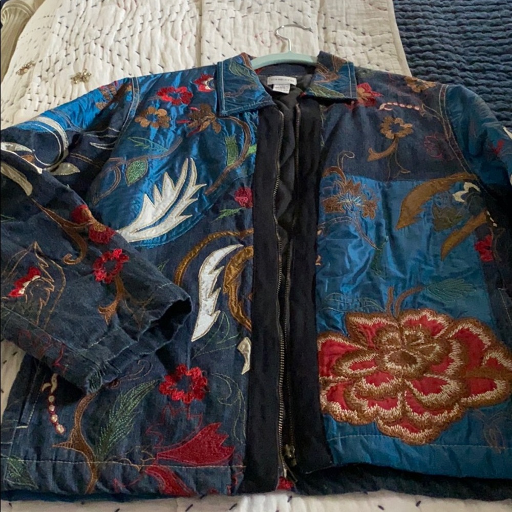 Denim embroidered jacket so cute!